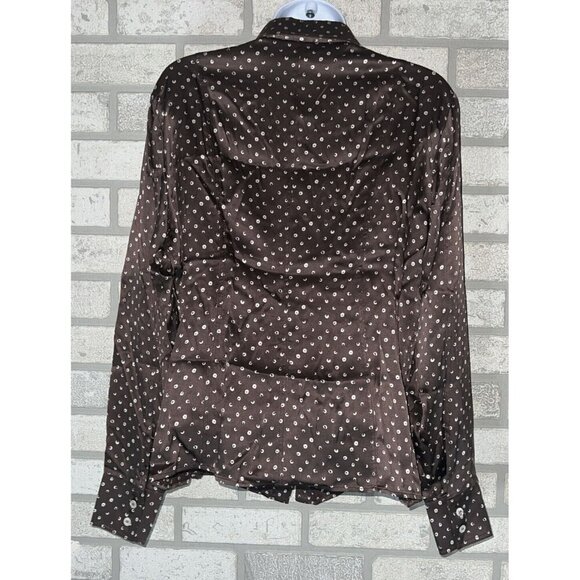 Armani Collezioni 14 Brown Button Down Vintage Y2K 2006 100% Silk Women’s - Picture 3 of 3